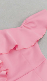 BODYCON RUFFLE MIDI DRESS IN PINK styleofcb