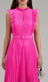 BOTTON PLEATED MAXI DRESS IN RED DRESS STYLE OF CB