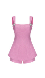 BOW-EMBELLISHED RHINESTONE MINI DRESS IN PINK DRESS STYLE OF CB