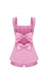 BOW-EMBELLISHED RHINESTONE MINI DRESS IN PINK DRESS STYLE OF CB