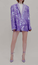 BREASTED SEQUINED JACKET IN DUSTY LILAC DRESS STYLE OF CB