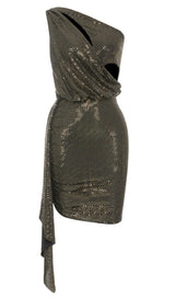 BROWN ONE SHOULDER ASYMMETRIC MIDI DRESS IN BROWN DRESS sis label