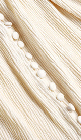 BUTTON-FRONT PUFFED SLEEVES MAXI DRESS IN WHITE DRESS STYLE OF CB