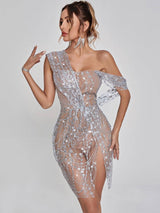 Bailee Split Sequin Mini Dress Dresses styleofcb