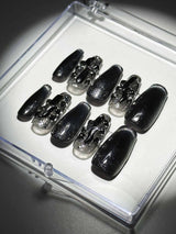BLACK CAT EYE CRYSTAL HANDMADE PRESS ON NAILS Press On Nails Oh CICI