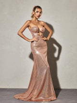 STRAPLESS SEQUIN MAXI DRESS Dresses Oh CICI