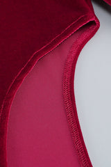 BURGUNDY VELVET OFF SHOULDER SIDE TAIL SLIT MAXI DRESS styleofcb