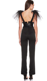 DEEP V NECK SLEEVELESS BACKLESS LACE BOW MESH JUMPSUIT BODYSUITS & JUMPSUITS styleofcb