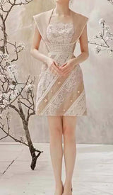 CAP SLEEVE FLORAL A-LINE MINI DRESS IN WHITE DRESS sis label