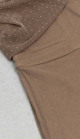 COWL-NECK SEQUIN JUMPSUIT IN KHAKI DRESS STYLE OF CB