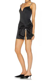 CRYSTAL BOW MINI DRESS IN BLACK styleofcb