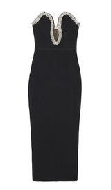 CRYSTAL EMBELLISHED MIDI DRESS IN BIACK Dresses styleofcb