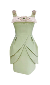 CRYSTAL STRAPPY MINI DRESS IN MINT DRESS STYLE OF CB
