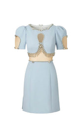 CRYSTAL TRIM CUTOUT MINI DRESS IN SKY BLUE DRESS STYLE OF CB