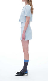 CRYSTAL TRIM TWO PIECE SET IN SKY BLUE DRESS STYLE OF CB