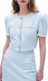 CRYSTAL TRIM TWO PIECE SET IN SKY BLUE DRESS STYLE OF CB