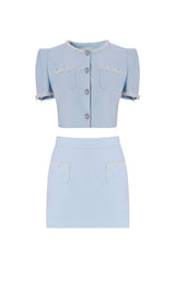 CRYSTAL TRIM TWO PIECE SET IN SKY BLUE DRESS STYLE OF CB