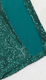 CUT OUT SEQUINS MAXI DRESS IN FOREST GREEN DRESS STYLE OF CB