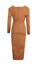 CUT OUT SLIPT MAXI DRESS IN BROWN Dresses styleofcb