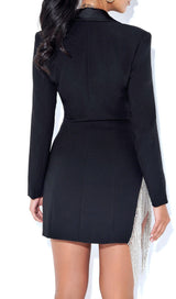Freya Black Crystal Fringe Blazer Dress Dresses Oh CiCi