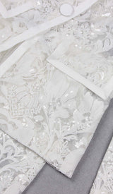 EMBROIDERED LACE MESH JACKET SUIT IN WHITE DRESS STYLE OF CB