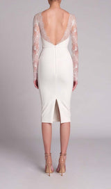 EMBROIDERED LACE MIDI DRESS IN WHITE DRESS STYLE OF CB