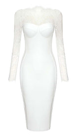 EMBROIDERED LACE MIDI DRESS IN WHITE DRESS STYLE OF CB