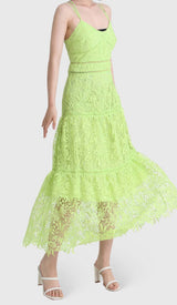 EMBROIDERY STRAPPY MIDI DRESS IN GREEN DRESS styleofcb