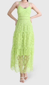 EMBROIDERY STRAPPY MIDI DRESS IN GREEN DRESS styleofcb