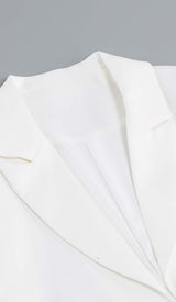 FEATHERS JACKET AND SHORT SKIRT IN WHITE DRESS STYLE OF CB