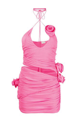 FLORAL APPLIQUÉ CUT OUT MINI DRESS IN PINK DRESS STYLE OF CB