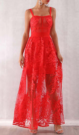 FLORAL CORSET LACE MAIX DRESS IN RED DRESS STYLE OF CB