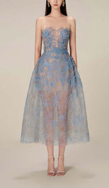 FLORAL LACE CUTWORK MIDI DRESS DRESS styleofcbdress