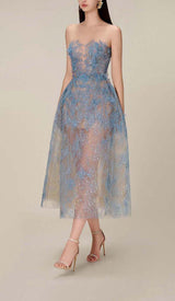 FLORAL LACE CUTWORK MIDI DRESS DRESS styleofcbdress