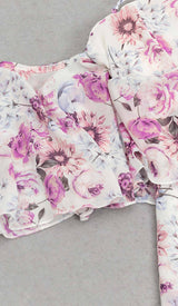 FLORAL PRINT COLD SHOULDER HALTER HIGH LOW DRESS DRESS STYLE OF CB