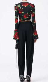 FLORAL-PRINT CROP TOP IN BLACK DRESS STYLE OF CB