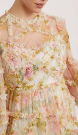 FLORAL-PRINT RUFFLED MAXI DRESS DRESS STYLE OF CB