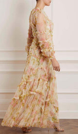 FLORAL-PRINT RUFFLED MAXI DRESS DRESS STYLE OF CB