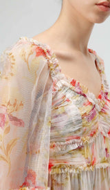 FLORAL-PRINT RUFFLED MIDI DRESS DRESS styleofcb