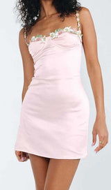 FLORAL STRAP SATIN MINI DRESS DRESS STYLE OF CB
