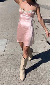 FLORAL STRAP SATIN MINI DRESS DRESS STYLE OF CB