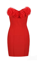 FLOWER EMBELLISHED CORSET MIDI DRESS IN WINE DRESS STYLE OF CB