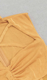 HALTER BANDAGE MIDI DRESS IN YELLOW DRESS STYLE OF CB