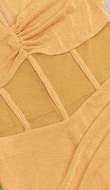 HALTER BANDAGE MIDI DRESS IN YELLOW DRESS STYLE OF CB