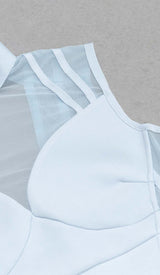 HIGH NECK MESH MIDI DRESS IN LIGHT BLUE DRESS STYLE OF CB