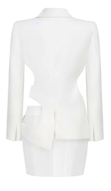 HOLLOW OUT LONG SLEEVE JACKET TOP AND SHORT SKIRT DRESS STYLE OF CB