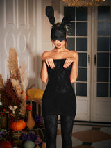 STRAPLESS LACE MINI DRESS IN BLACK Dresses sis label