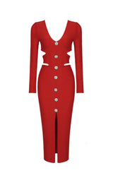 HOLLOW SLIM-FIT DRESS IN RED styleofcb