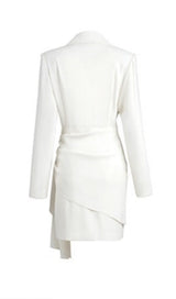 SUIT WRAP DRESS MINI DRESS IN WHITE styleofcb