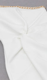 CROSS-SHOULDER CHAIN DRESS IN WHITE styleofcb